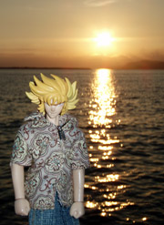 日没時フラッシュ。